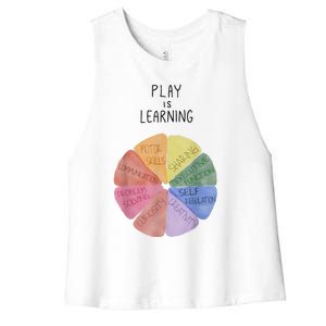 Play Is Learning Funny Teacher Women's Racerback Cropped Tank