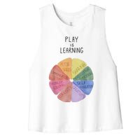 Play Is Learning Funny Teacher Women's Racerback Cropped Tank