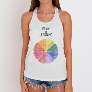 Play Is Learning Funny Teacher Women's Knotted Racerback Tank