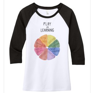 Play Is Learning Funny Teacher Women's Tri-Blend 3/4-Sleeve Raglan Shirt