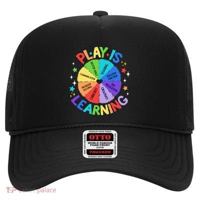 Play Is Learning Teacher Kindergarten High Crown Mesh Back Trucker Hat