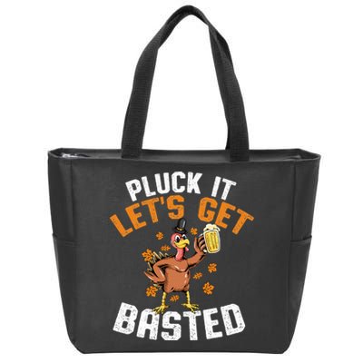 Pluck It Let's Get Basted Funny Thanksgiving Holiday Zip Tote Bag