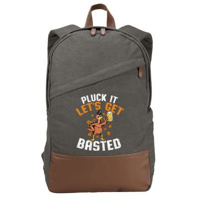 Pluck It Let's Get Basted Funny Thanksgiving Holiday Cotton Canvas Backpack