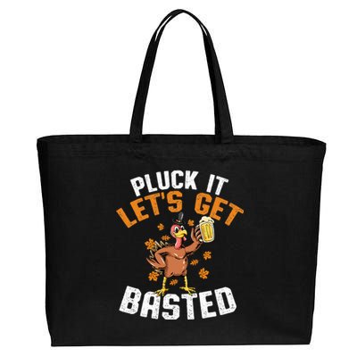 Pluck It Let's Get Basted Funny Thanksgiving Holiday Cotton Canvas Jumbo Tote