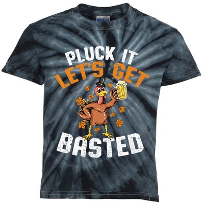 Pluck It Lets Get Basted Funny Thanksgiving Holiday Kids Tie-Dye T-Shirt