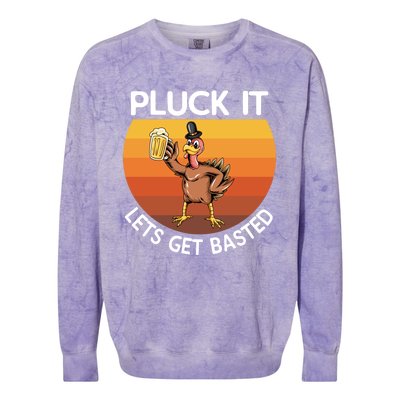 Pluck It Lets Get Basted Turkey Gift Colorblast Crewneck Sweatshirt