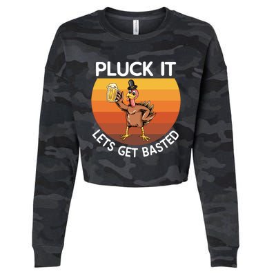 Pluck It Lets Get Basted Turkey Gift Cropped Pullover Crew