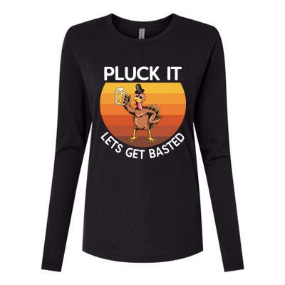 Pluck It Lets Get Basted Turkey Gift Womens Cotton Relaxed Long Sleeve T-Shirt