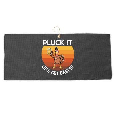 Pluck It Lets Get Basted Turkey Gift Large Microfiber Waffle Golf Towel