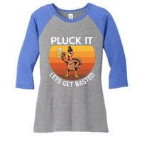 Pluck It Lets Get Basted Turkey Gift Women's Tri-Blend 3/4-Sleeve Raglan Shirt