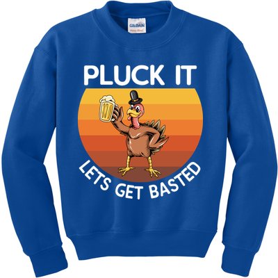 Pluck It Lets Get Basted Turkey Gift Kids Sweatshirt
