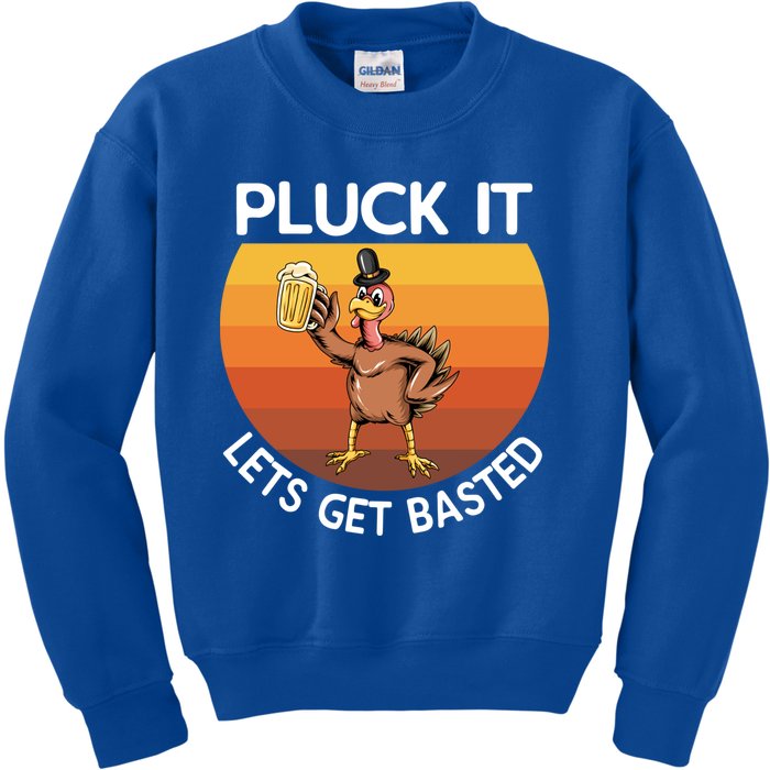 Pluck It Lets Get Basted Turkey Gift Kids Sweatshirt