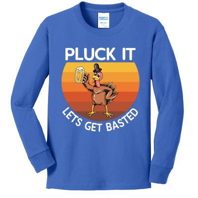 Pluck It Lets Get Basted Turkey Gift Kids Long Sleeve Shirt