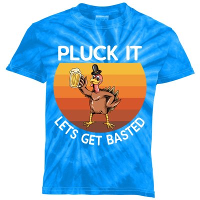 Pluck It Lets Get Basted Turkey Gift Kids Tie-Dye T-Shirt