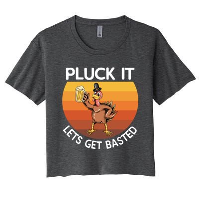 Pluck It Lets Get Basted Turkey Gift Women's Crop Top Tee