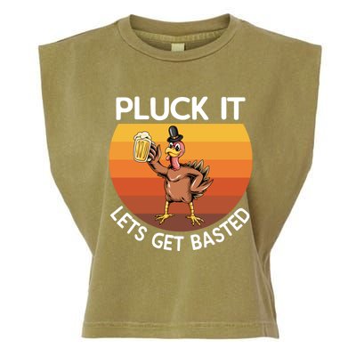 Pluck It Lets Get Basted Turkey Gift Garment-Dyed Women's Muscle Tee