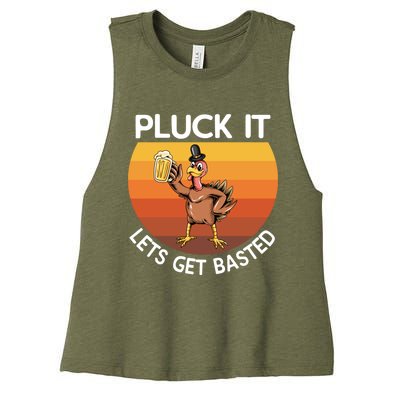 Pluck It Lets Get Basted Turkey Gift Women's Racerback Cropped Tank