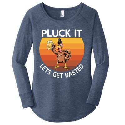 Pluck It Lets Get Basted Turkey Gift Women's Perfect Tri Tunic Long Sleeve Shirt