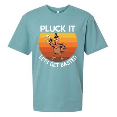 Pluck It Lets Get Basted Turkey Gift Sueded Cloud Jersey T-Shirt