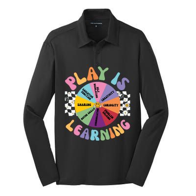 Play Is Learning Preschool Teacher Play Based Learning Silk Touch Performance Long Sleeve Polo