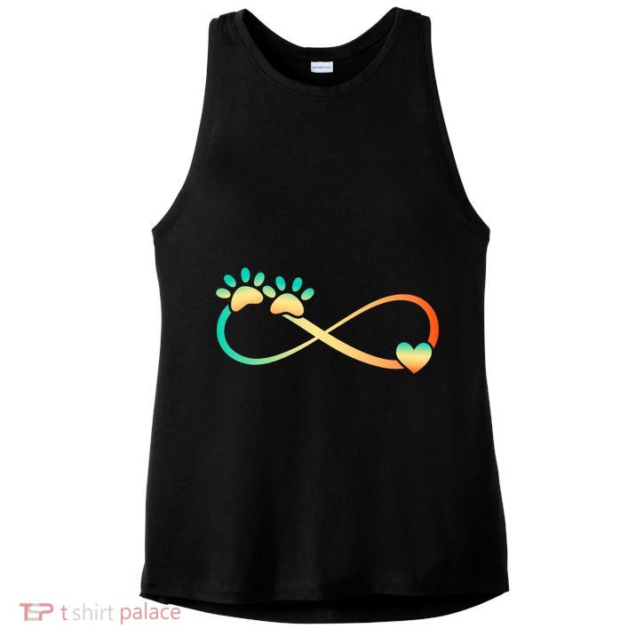 Pawprints Infinite Love Heart Infinity Symbol Vintage Retro Funny Gift Ladies PosiCharge Tri-Blend Wicking Tank