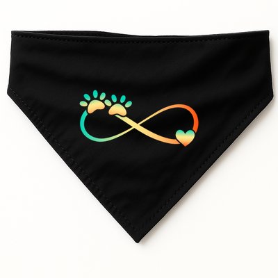 Pawprints Infinite Love Heart Infinity Symbol Vintage Retro Funny Gift USA-Made Doggie Bandana