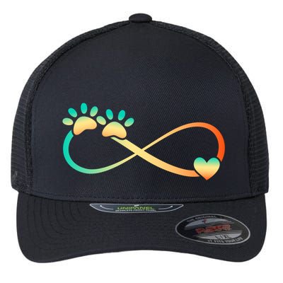 Pawprints Infinite Love Heart Infinity Symbol Vintage Retro Funny Gift Flexfit Unipanel Trucker Cap