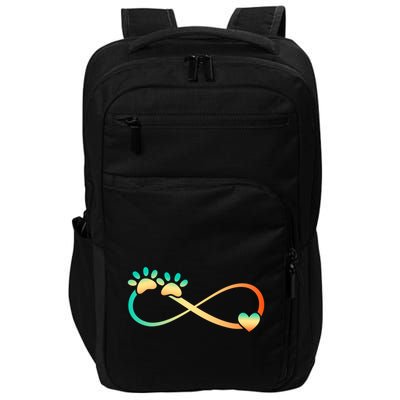 Pawprints Infinite Love Heart Infinity Symbol Vintage Retro Funny Gift Impact Tech Backpack