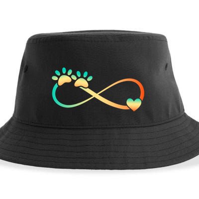 Pawprints Infinite Love Heart Infinity Symbol Vintage Retro Funny Gift Sustainable Bucket Hat