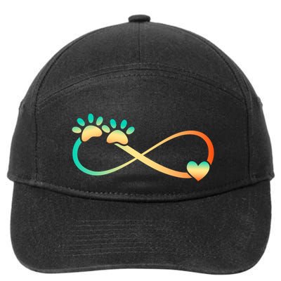 Pawprints Infinite Love Heart Infinity Symbol Vintage Retro Funny Gift 7-Panel Snapback Hat