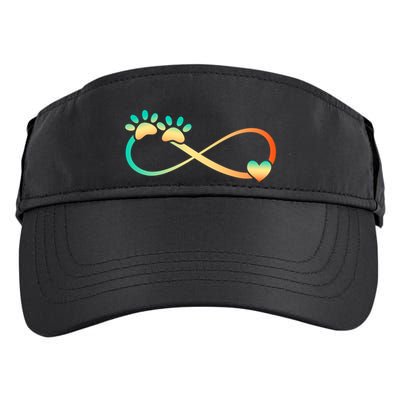 Pawprints Infinite Love Heart Infinity Symbol Vintage Retro Funny Gift Adult Drive Performance Visor