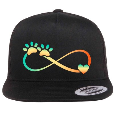 Pawprints Infinite Love Heart Infinity Symbol Vintage Retro Funny Gift Flatbill Hat