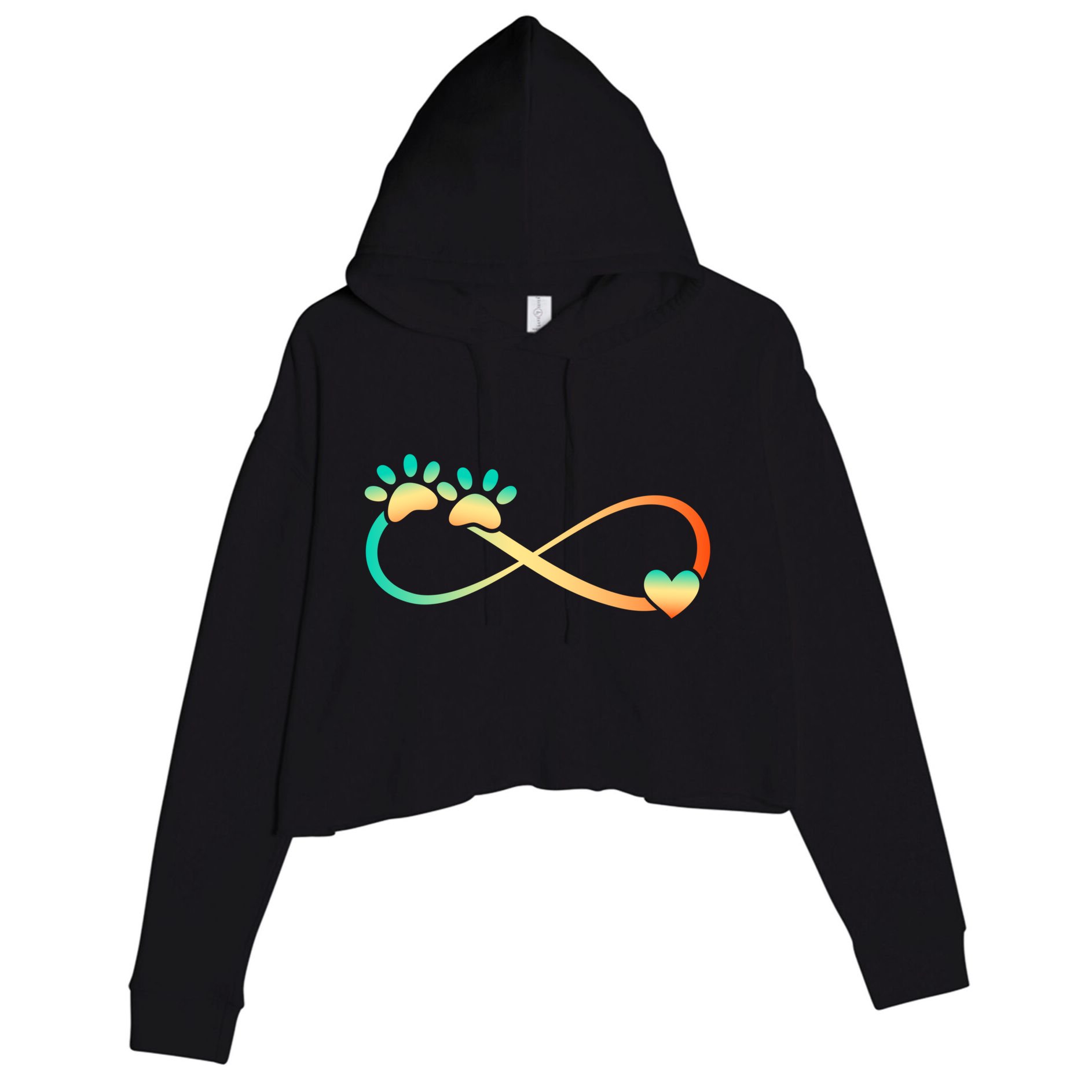 Pawprints Infinite Love Heart Infinity Symbol Vintage Retro Funny Gift Crop Fleece Hoodie