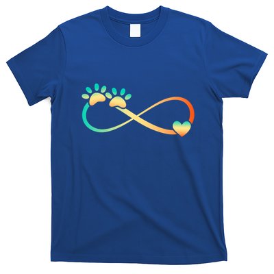 Pawprints Infinite Love Heart Infinity Symbol Vintage Retro Funny Gift T-Shirt