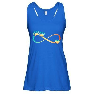 Pawprints Infinite Love Heart Infinity Symbol Vintage Retro Funny Gift Ladies Essential Flowy Tank