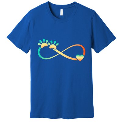 Pawprints Infinite Love Heart Infinity Symbol Vintage Retro Funny Gift Premium T-Shirt