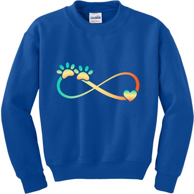 Pawprints Infinite Love Heart Infinity Symbol Vintage Retro Funny Gift Kids Sweatshirt