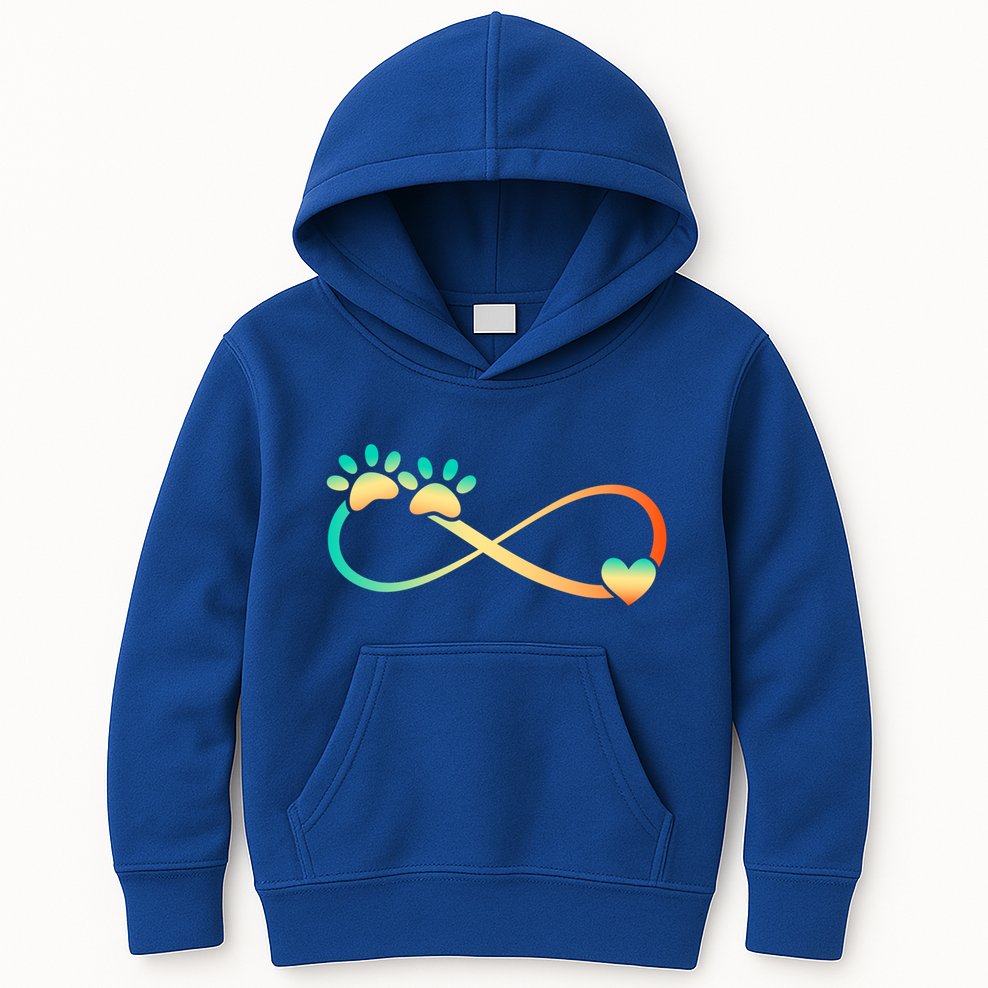 Pawprints Infinite Love Heart Infinity Symbol Vintage Retro Funny Gift Kids Hoodie