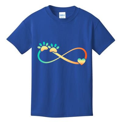 Pawprints Infinite Love Heart Infinity Symbol Vintage Retro Funny Gift Kids T-Shirt