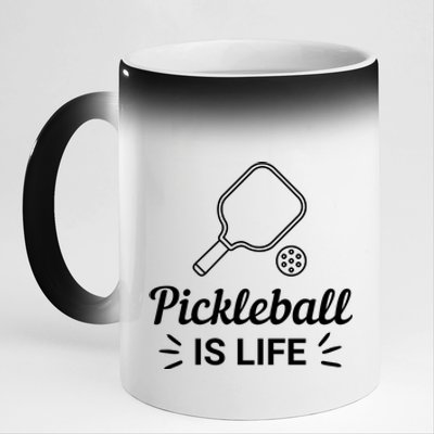 Pickleball Is Life Dink Enthusiast Gift. 11oz Black Color Changing Mug