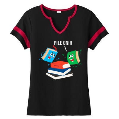 Pile On Books Ladies Halftime Notch Neck Tee