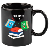 Pile On Books 11oz C Handle Ceramic Mug