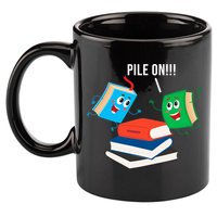 Pile On Books 11oz C Handle Ceramic Mug