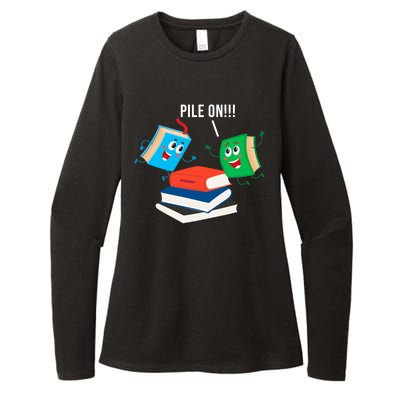 Pile On Books Womens CVC Long Sleeve Shirt