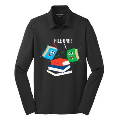 Pile On Books Silk Touch Performance Long Sleeve Polo