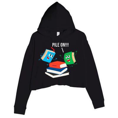 Pile On Books Crop Fleece Hoodie