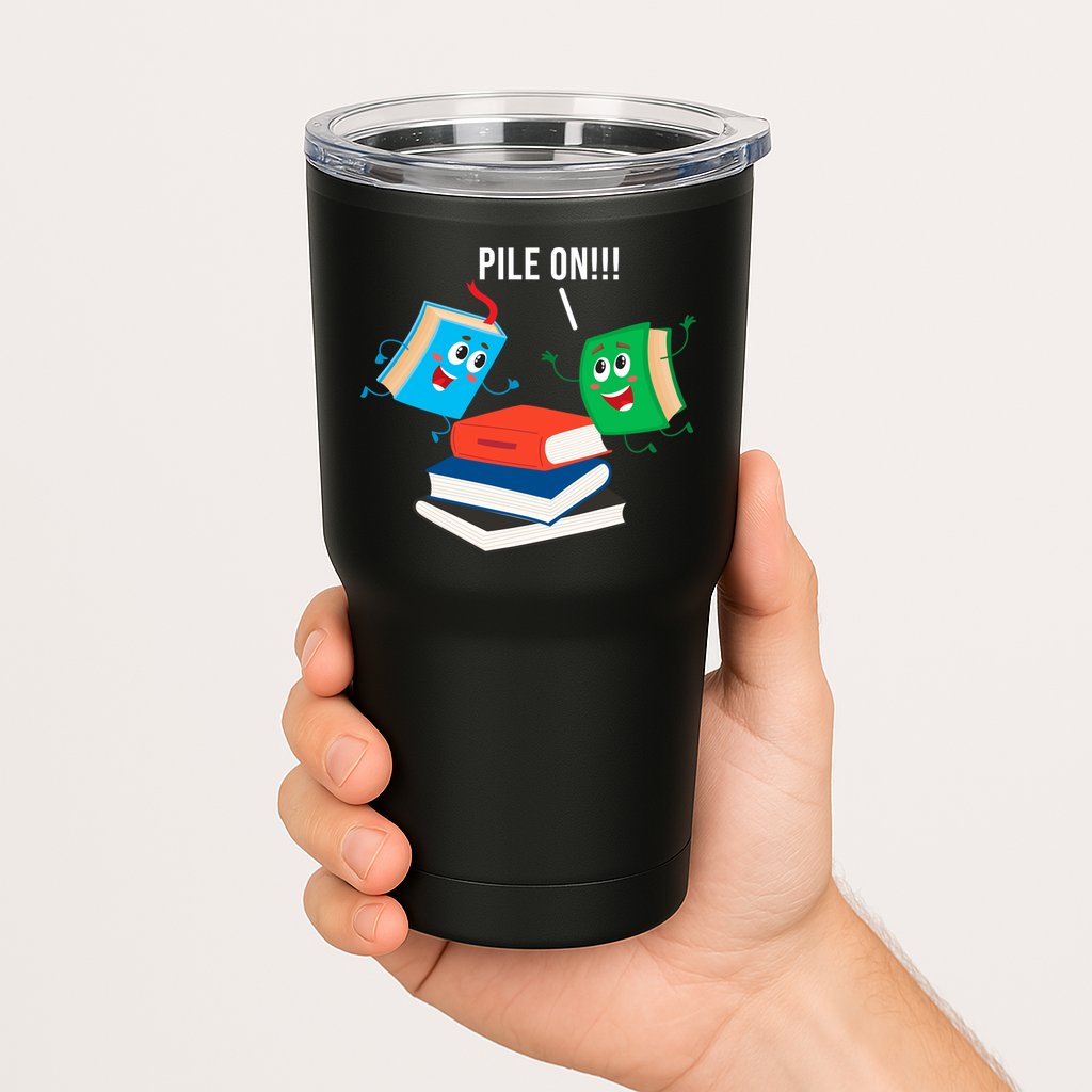 Pile On Books Tumbler
