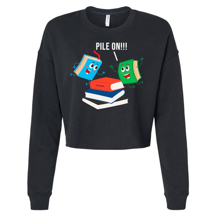 Pile On Books Cropped Pullover Crew