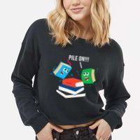 Pile On Books Cropped Pullover Crew