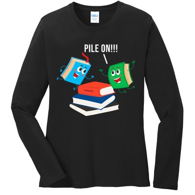 Pile On Books Ladies Long Sleeve Shirt